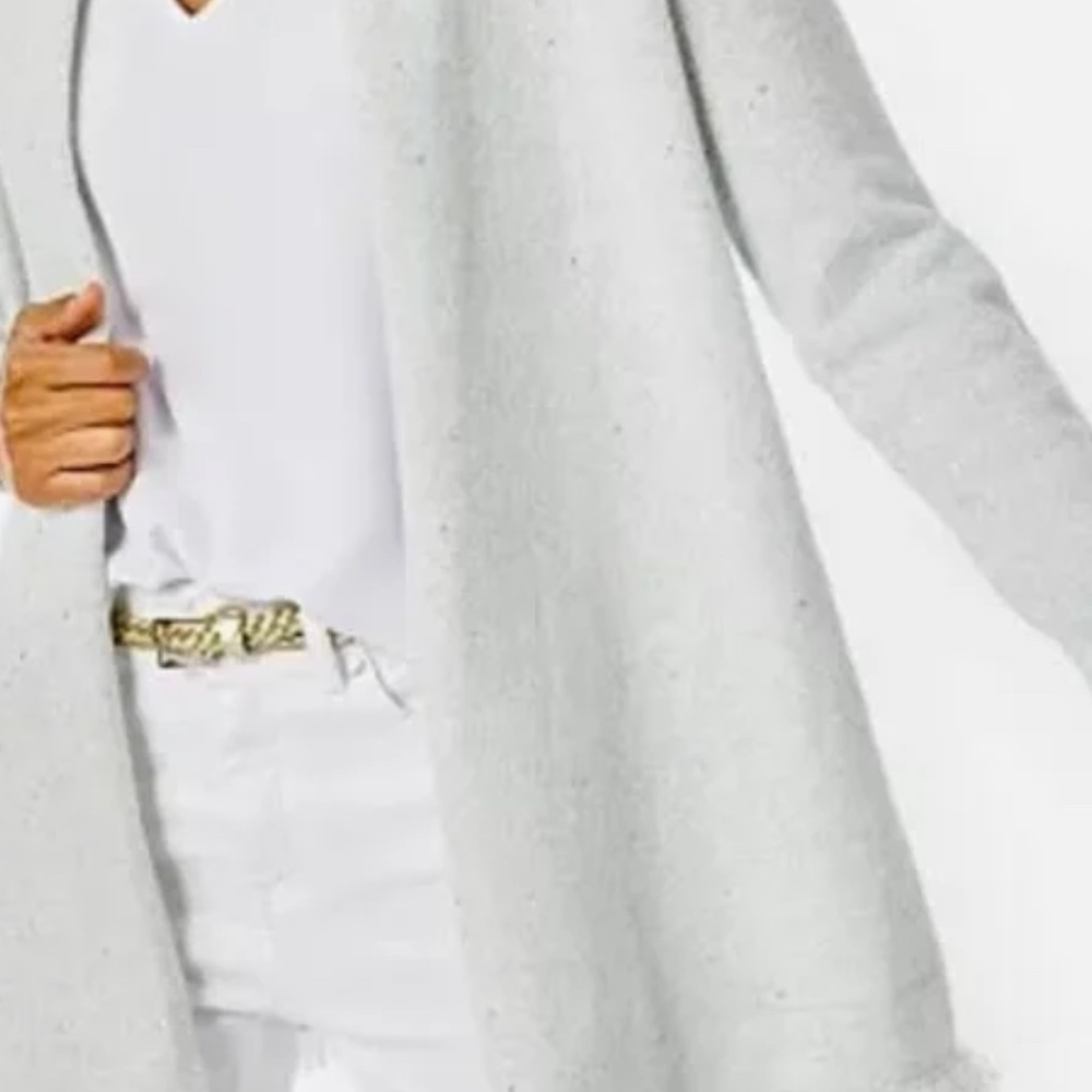 Lily Pulitzer metallic silver cardigan fringe sweater